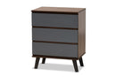 Bailey Two-Tone Walnut and Gray 3-Drawer Bedroom Chest Baxton