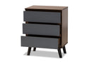 Bailey Two-Tone Walnut and Gray 3-Drawer Bedroom Chest Baxton
