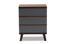 Bailey Two-Tone Walnut and Gray 3-Drawer Bedroom Chest Baxton