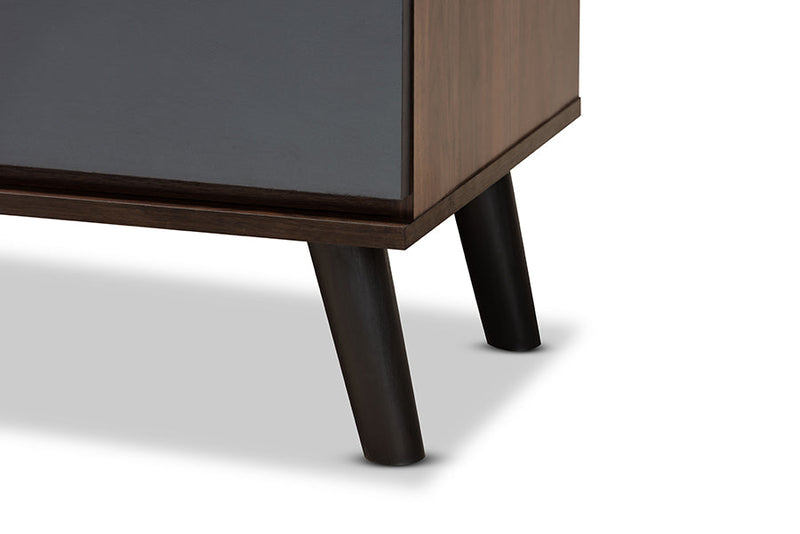 Bailey Two-Tone Walnut and Gray 3-Drawer Bedroom Chest Baxton