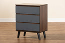 Bailey Two-Tone Walnut and Gray 3-Drawer Bedroom Chest Baxton