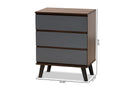 Bailey Two-Tone Walnut and Gray 3-Drawer Bedroom Chest Baxton