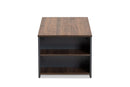 Corrine Two-Tone Walnut Brown and Gray Storage Coffee Table Baxton