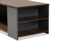 Corrine Two-Tone Walnut Brown and Gray Storage Coffee Table Baxton
