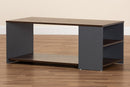 Corrine Two-Tone Walnut Brown and Gray Storage Coffee Table Baxton