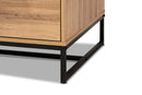 Irene Oak Brown and Black Finished Metal 2-Drawer Coffee Table Baxton