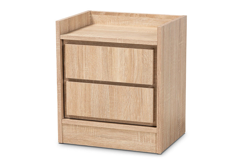 Lesia Oak 1-Door Nightstand Baxton