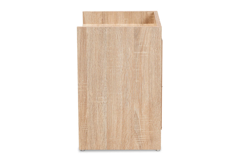 Lesia Oak 1-Door Nightstand Baxton