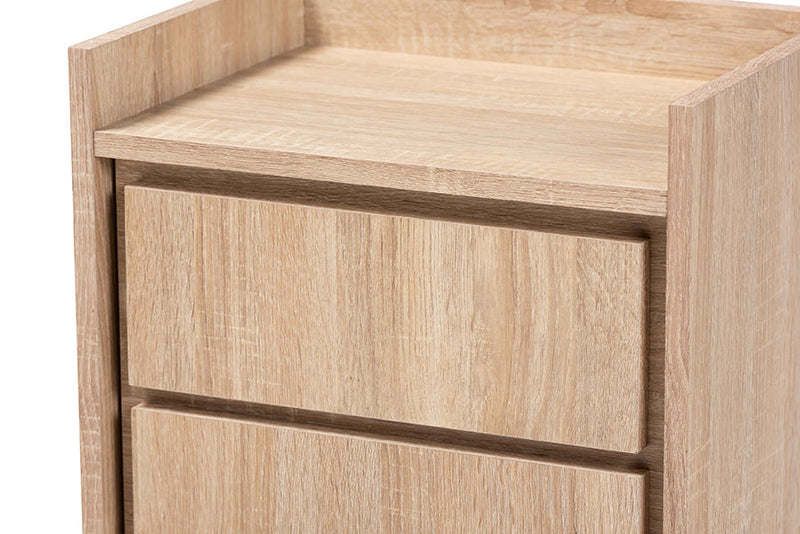 Lesia Oak 1-Door Nightstand Baxton