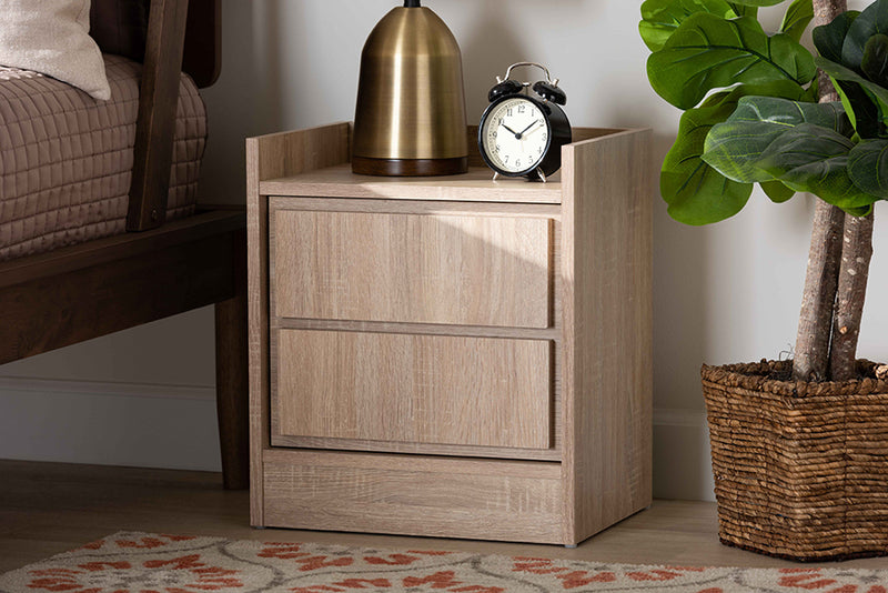 Lesia Modern and Contemporary Oak Finished Wood 1-Door Nightstand