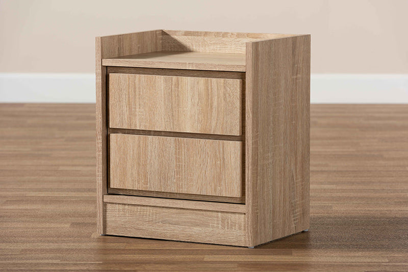 Lesia Oak 1-Door Nightstand Baxton