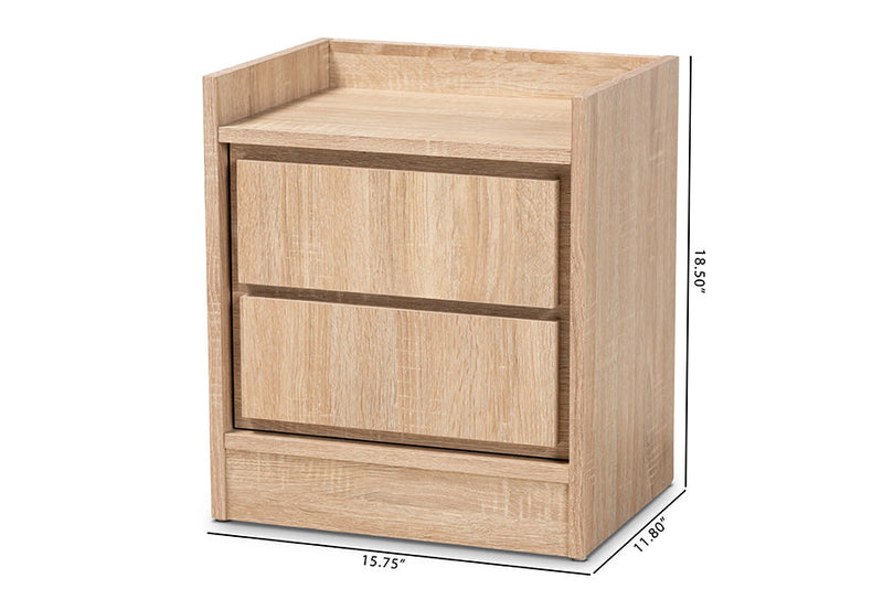 Lesia Oak 1-Door Nightstand Baxton