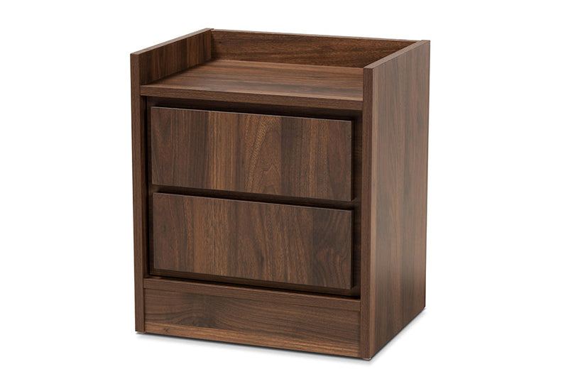 Lesia Walnut Brown 1-Door Nightstand Baxton