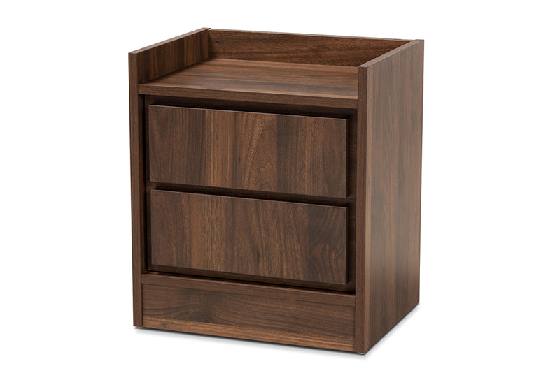 Lesia Modern and Contemporary Walnut Brown Finished Wood 1-Door Nightstand