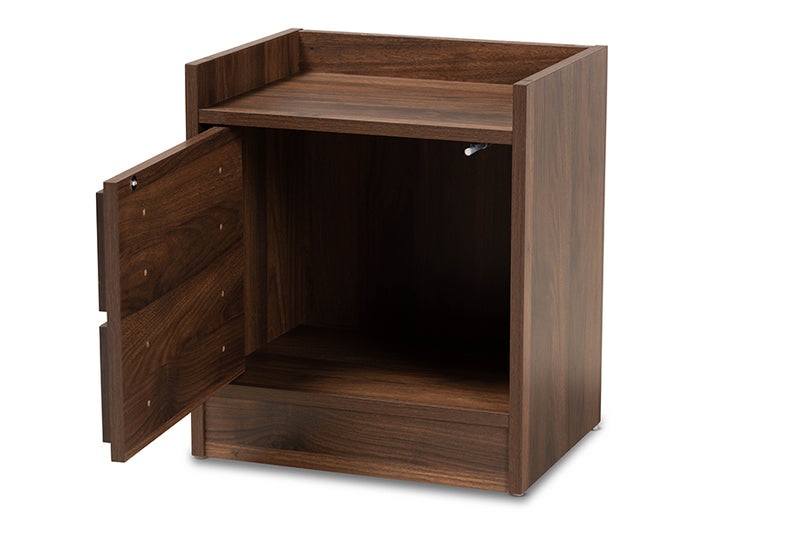 Lesia Modern and Contemporary Walnut Brown Finished Wood 1-Door Nightstand