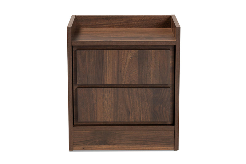 Lesia Modern and Contemporary Walnut Brown Finished Wood 1-Door Nightstand