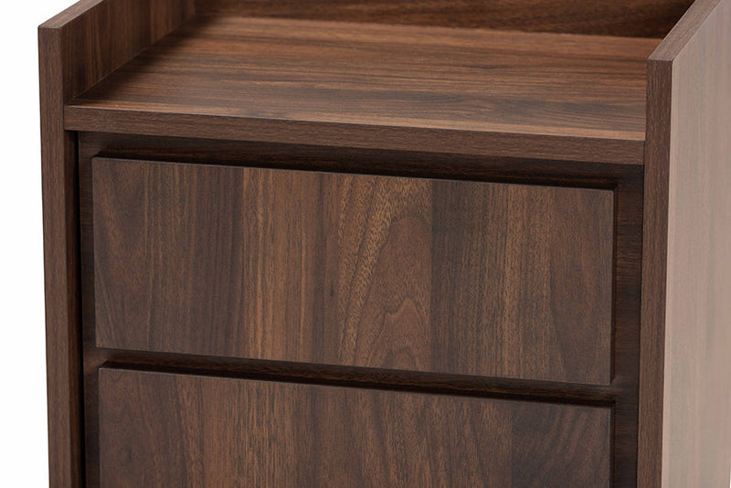 Lesia Walnut Brown 1-Door Nightstand Baxton