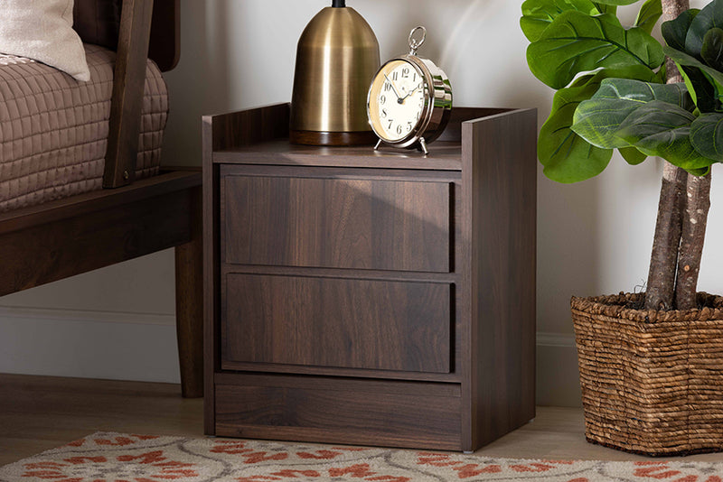 Lesia Modern and Contemporary Walnut Brown Finished Wood 1-Door Nightstand