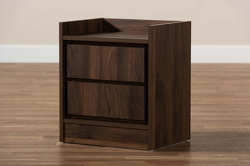 Lesia Modern and Contemporary Walnut Brown Finished Wood 1-Door Nightstand