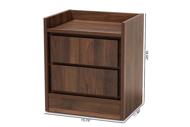Lesia Walnut Brown 1-Door Nightstand Baxton