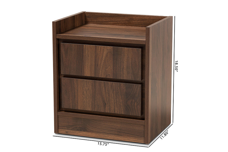 Lesia Modern and Contemporary Walnut Brown Finished Wood 1-Door Nightstand