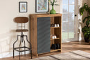 Vander Two-Tone Gray and Oak Brown Shoe Cabinet Baxton