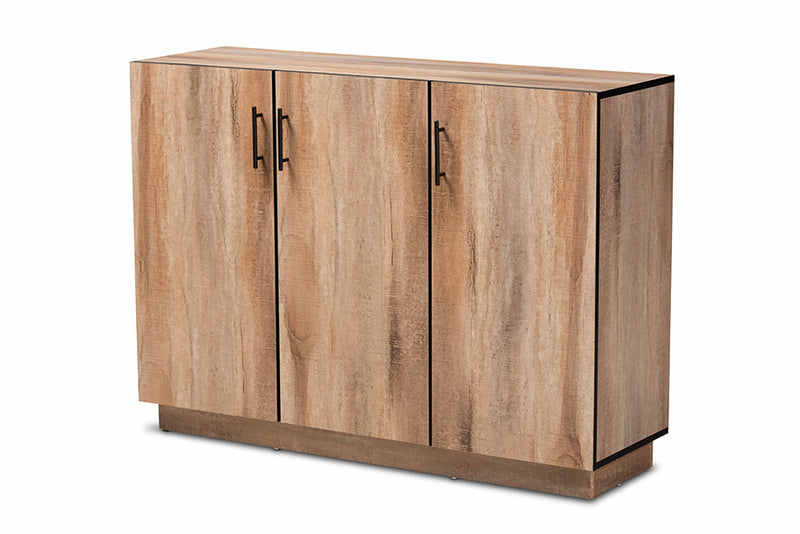 Danna Modern and Contemporary Natural Oak Finished Wood 3-Door Dining Room Sideboard Buffet