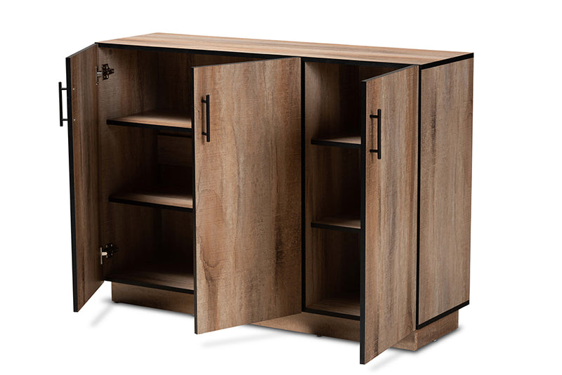 Danna Modern and Contemporary Natural Oak Finished Wood 3-Door Dining Room Sideboard Buffet