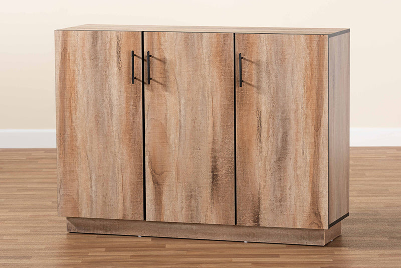 Danna Modern and Contemporary Natural Oak Finished Wood 3-Door Dining Room Sideboard Buffet