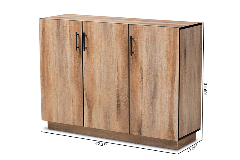 Danna Modern and Contemporary Natural Oak Finished Wood 3-Door Dining Room Sideboard Buffet