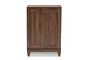 Raheem Walnut Brown 2-Door Shoe Storage Cabinet Baxton