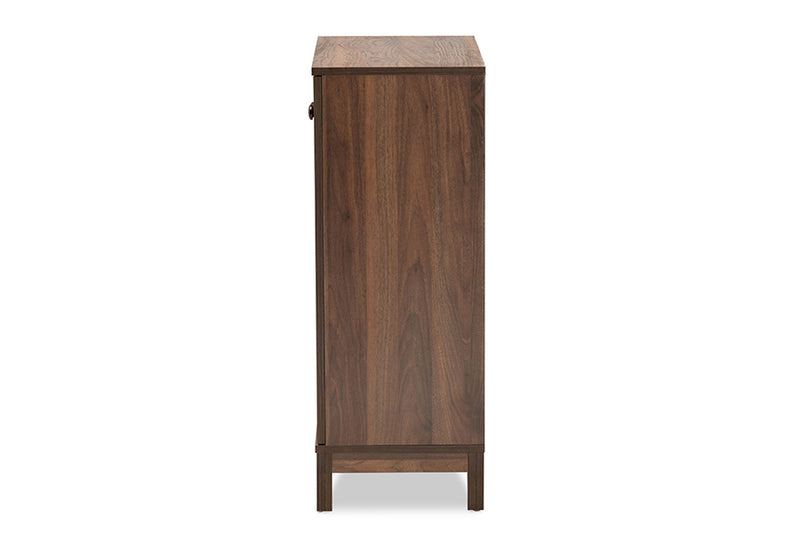 Raheem Modern and Contemporary Walnut Brown Finished Wood 2-Door Shoe Storage Cabinet