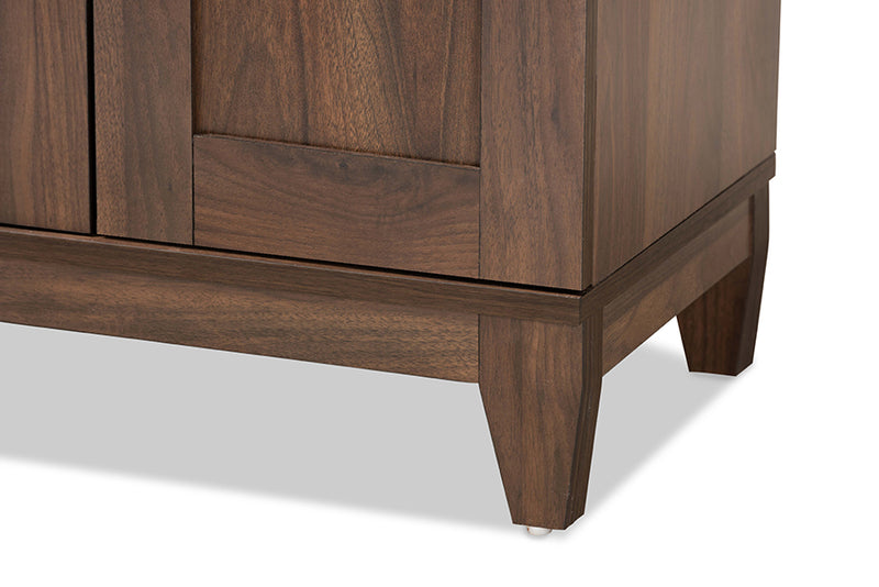 Raheem Modern and Contemporary Walnut Brown Finished Wood 2-Door Shoe Storage Cabinet