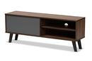 Angie Two-Tone Walnut Brown and Gray TV Stand Baxton