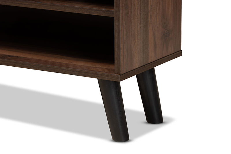 Angie Modern and Contemporary Two-Tone Walnut Brown and Gray Finished Wood TV Stand