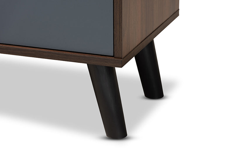 Mallison Modern and Contemporary Multi-Tone Gray and Walnut Brown Finished Wood TV Stand