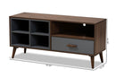 Riko Two-Tone Gray and Walnut Brown 1-Drawer TV Stand Baxton