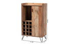 Karina Rustic Brown and Black Metal Wine Storage Cabinet Baxton