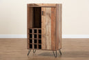 Karina Rustic Brown and Black Metal Wine Storage Cabinet Baxton