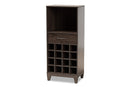 Aldon Dark Brown 1-Drawer Wine Storage Cabinet Baxton