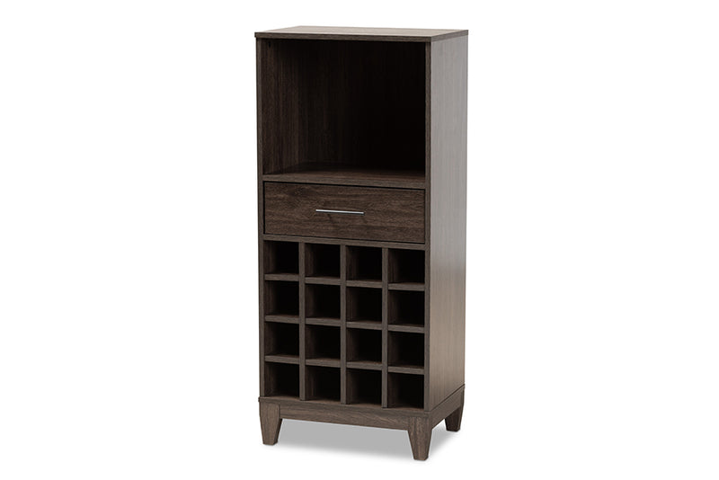 Aldon Modern and Contemporary Dark Brown Finished Wood 1-Drawer Wine Storage Cabinet