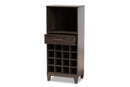Aldon Dark Brown 1-Drawer Wine Storage Cabinet Baxton