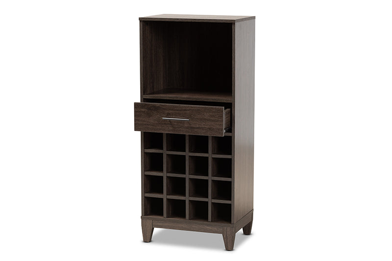 Aldon Modern and Contemporary Dark Brown Finished Wood 1-Drawer Wine Storage Cabinet