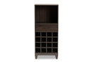 Aldon Dark Brown 1-Drawer Wine Storage Cabinet Baxton