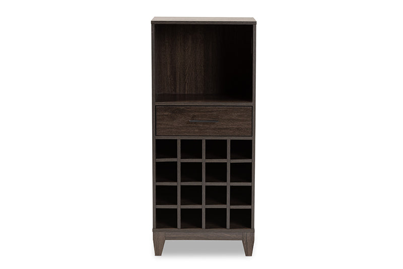 Aldon Modern and Contemporary Dark Brown Finished Wood 1-Drawer Wine Storage Cabinet