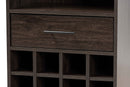 Aldon Dark Brown 1-Drawer Wine Storage Cabinet Baxton