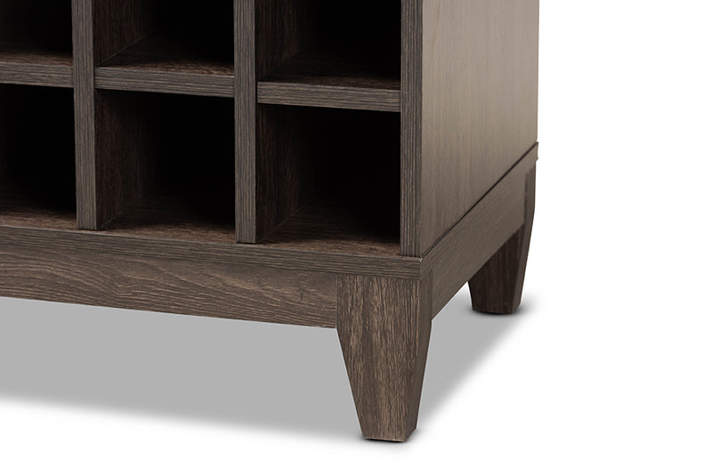 Aldon Modern and Contemporary Dark Brown Finished Wood 1-Drawer Wine Storage Cabinet