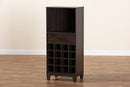 Aldon Dark Brown 1-Drawer Wine Storage Cabinet Baxton
