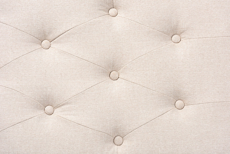 Nicola Beige Fabric Upholstered and Silver Finished Metal Storage Ottoman Baxton