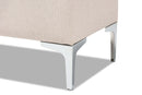 Nicola Beige Fabric Upholstered and Silver Finished Metal Storage Ottoman Baxton